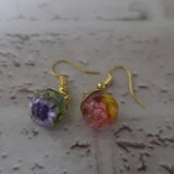 レジンボールのピアス∞カラフルフラワー