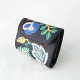 再販　手染め手縫いの革財布　Elegant Flower Blackの画像