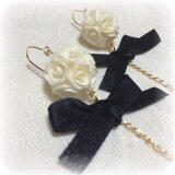 コットンパール風＊リボンピアス
