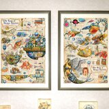 『絵物語ポスター』大きなA3ノビサイズ・２枚組。ファンタジックな、読んで・飾って楽しめるポスターです！