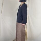 送料無料*会津木綿のワイドパンツ濃いベージュMサイズ