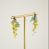 タティングレース×ビーズ　ミモザピアス　イエロー