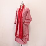 緋色絞り鹿の子模様のワンピース＆ストール　MLサイズ