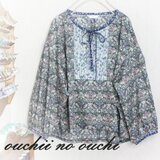 リバティタナローン♪3柄　後ろ下がり切り替えタック　リボンブラウス　♡