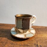 カラーストライプマグカップ&ソーサー(アンティークブルー)の画像