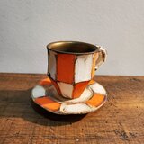 カラーストライプカップ&ソーサー(ビタミンオレンジ)の画像