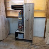 [ブラック]収納付き ナチュラルハンガーラック