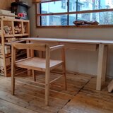 長いディスク机 /無垢な風合いを感じるディスク１８０センチ×４５センチ