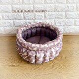 【受注生産】深めでスッポリ！シンプルなペットベッドMサイズ(リボン柄・パープル)