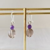 【フックピアス】★2月誕生石！アメジスト・ガラスビーズ★