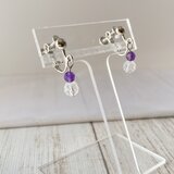 【イヤリング】★2月誕生石！アメジスト・カットクォーツ・銀★