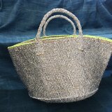 メタルチック サイザルバッグ /Metaltic agave sisalana bag/silver×yellow stitchの画像