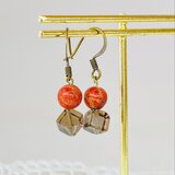 ３月誕生石！【フックピアス】テーブルサンゴ・スモーキークォーツ・金古美♪