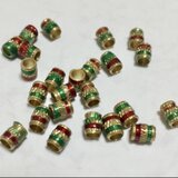 インド製 真鍮ビーズ  筒型 イタリアンカラー