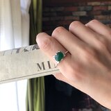 オープン記念【silver925 】天然石グリーンオニキスの猫助リング