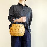 受注制作　ラタンのワンハンドルかごバッグ　キャメル