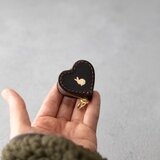 うさぎの心❤︎小さいハートの牛革コインケースorジュエリーケース/ブラック/ ミニ 財布 コンパクトの画像