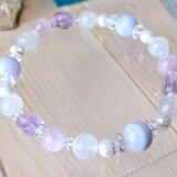 紫陽花カラー✧6月誕生石ブレスレット✧ブルームーンストーン✳淡い色合いで素敵なアクセサリー