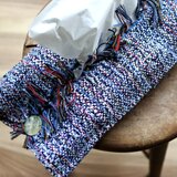 浴衣生地で涼しげな裂き織りティッシュカバー