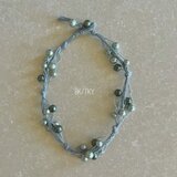 錆浅葱 (sabiasagi) 色に染めた麻ひもとコットンパールのネックレスの画像