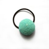 ビーズクロッシェヘアゴム（うすグリーン）の画像