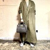 限定生産!! オイルレザーヌバッククロコ型押しトートSS（オリーブ×金具アンティークマットゴールド）