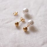 [2way]14kgfゴールドビーズの一粒ピアス