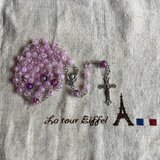 ピンククラック水晶のロザリオ　18