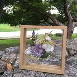 フラワーブーケのクリアーフレーム（パープル＆ナチュラル）子育て感謝状 両親プレゼント 贈呈品 結婚祝 結婚式