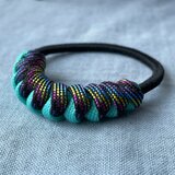 パラコード 美容師と作ったヘアゴム スネークノット  エメラルドグリーン／ネイビーミックス　大人ヘアゴム　金属アレルギー