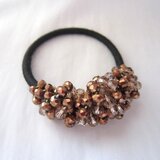 【再販　J様ご依頼】ガラスビーズヘアゴム　ブラウン