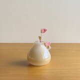 ハート一輪　ベージュ　一輪挿し　花入れ　