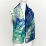 手染めシルクミニストール　魚たち＊ブルー