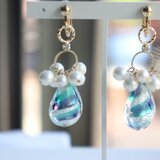 ヴェネツィアンビーズと淡水パールのイヤリング/ピアス