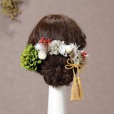 ダリア髪飾り　グリーン　金箔一回分付き