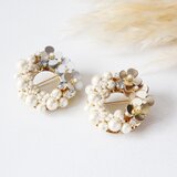 【Gold】LetherJewel パールブローチ