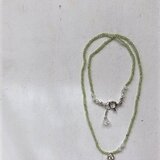 小粒ペリドットのネックレス×キュービックジルコニアトップ付き