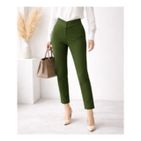 穿いている感じがしない美脚スキニーストレートストレッチロングパンツ:7～13号の方対応！通年使用◎カーキ緑モスグリーン