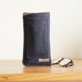 メガネケース　フタ無し　岡山産デニム　真田紐　