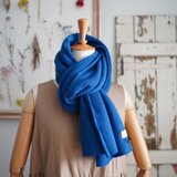 ●新色ブルー● 100％ピュアカシミアのマフラー プレミアムタッチ^^ 吊編み丸胴 軽くてフワフワです＾＾の画像