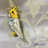 ビーズ刺繍ブローチ#オカメインコ