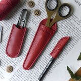 イタリア革のはさみケース／赤