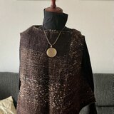 さをり織　濃い茶系　三角四角ベスト