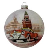 手拭き手描きガラスオーナメント　「レトロ」直径100mm