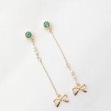 5月誕生石クリスタル フェミニンなリボンチャーム付ピアス/イヤリング