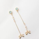 3月誕生石クリスタル フェミニンなリボンチャーム付ピアス/イヤリング