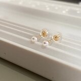 【本真珠】一粒パールピアス 2.5-3ミリ ベビーパール あこや真珠 スタッドピアス K10YG/K10PG