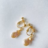 【イヤリング】バロックパール・ピンク・１粒・ゴールド♪の画像