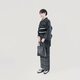 ★サンプルSALE40%OFF★ 新しい大人のドレス 洗えるウール100％ 着物 グレー タータンチェック ●AYAME●