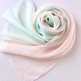 さらウール＊WOOLSILK＊薄桜色×青竹色＊ウールシルクストール